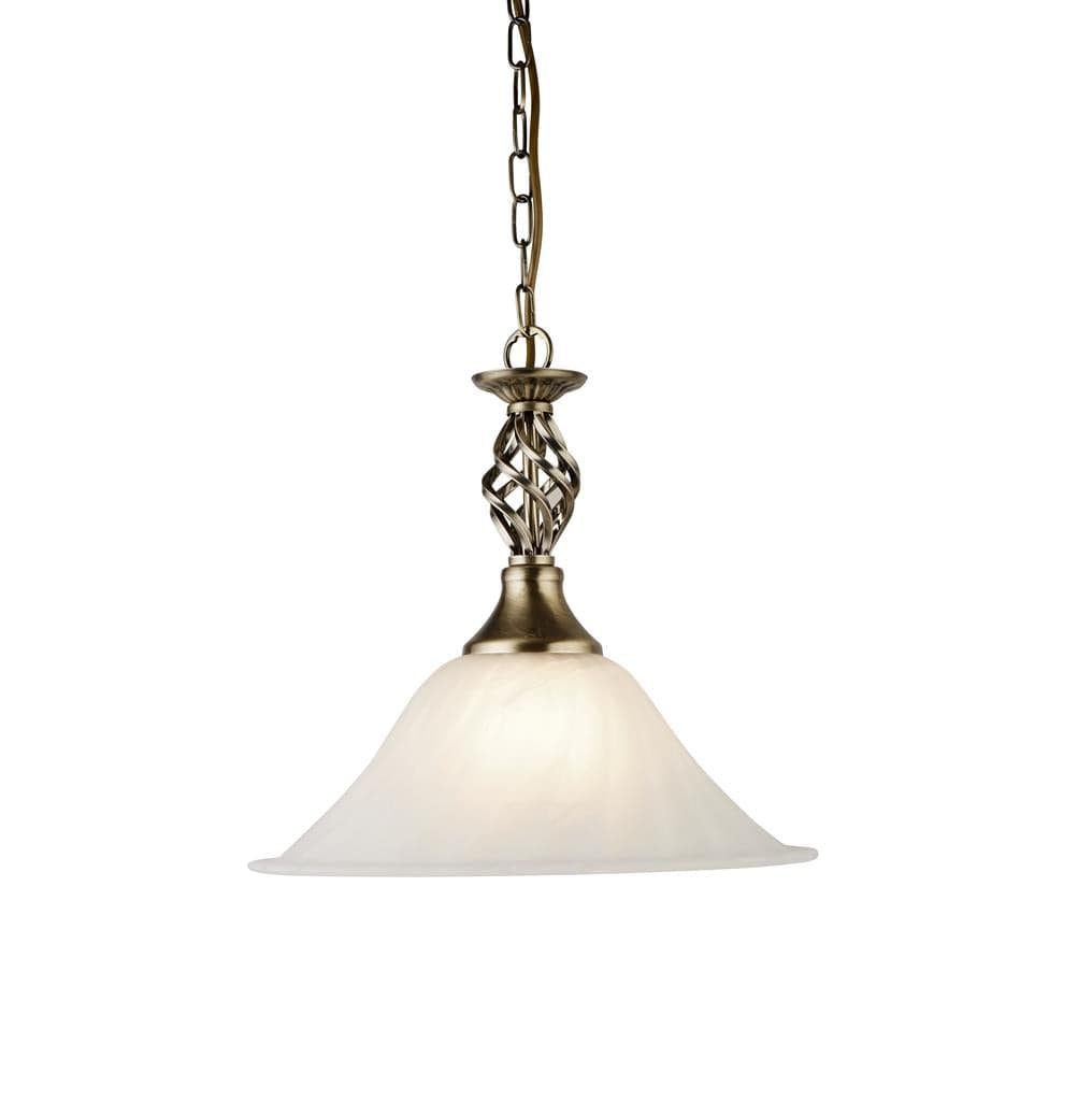 Searchlight Cameroon Pendant - Antique Brass Metal & Glass 4581-14AB