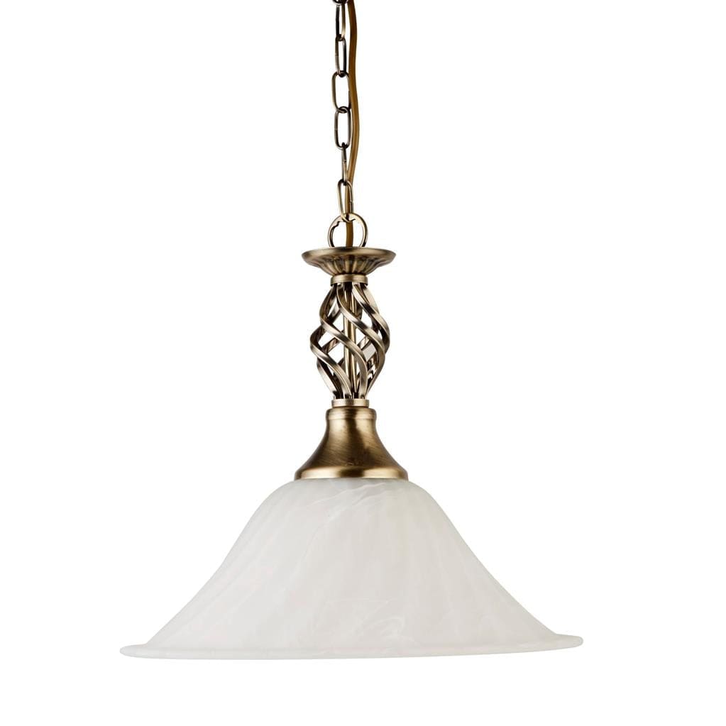 Searchlight Cameroon Pendant - Antique Brass Metal & Glass 4581-14AB