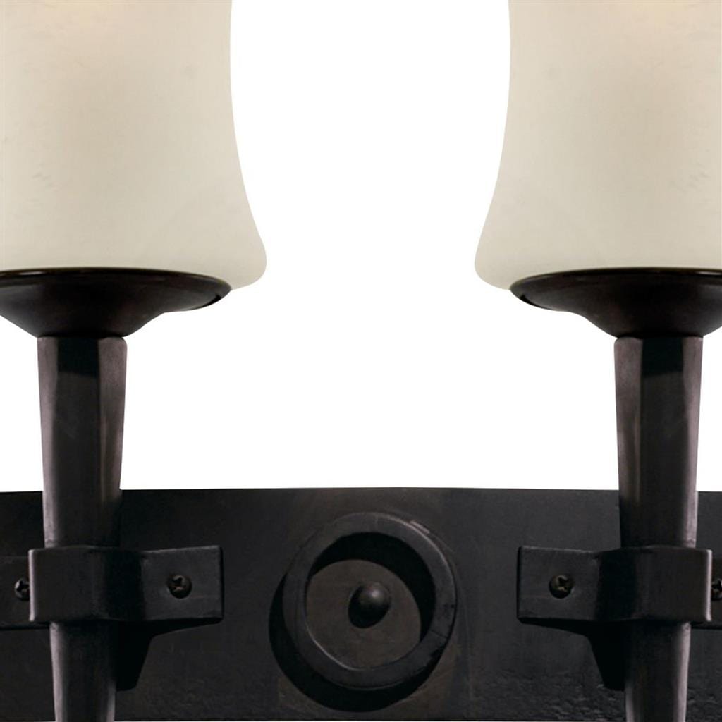 Searchlight Cartwheel 2Lt Wall Light - Black Metal & Sanded Glass 0812-2BK
