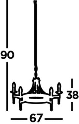 Searchlight Cartwheel II 5Lt Pendant - Black Wrought Iron 2425-5BK