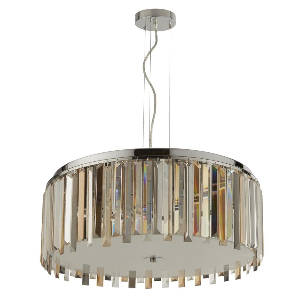 Searchlight Clarissa 5Lt Drum Pendant Convertible To Semi-Flush - Glass 9835-5CC