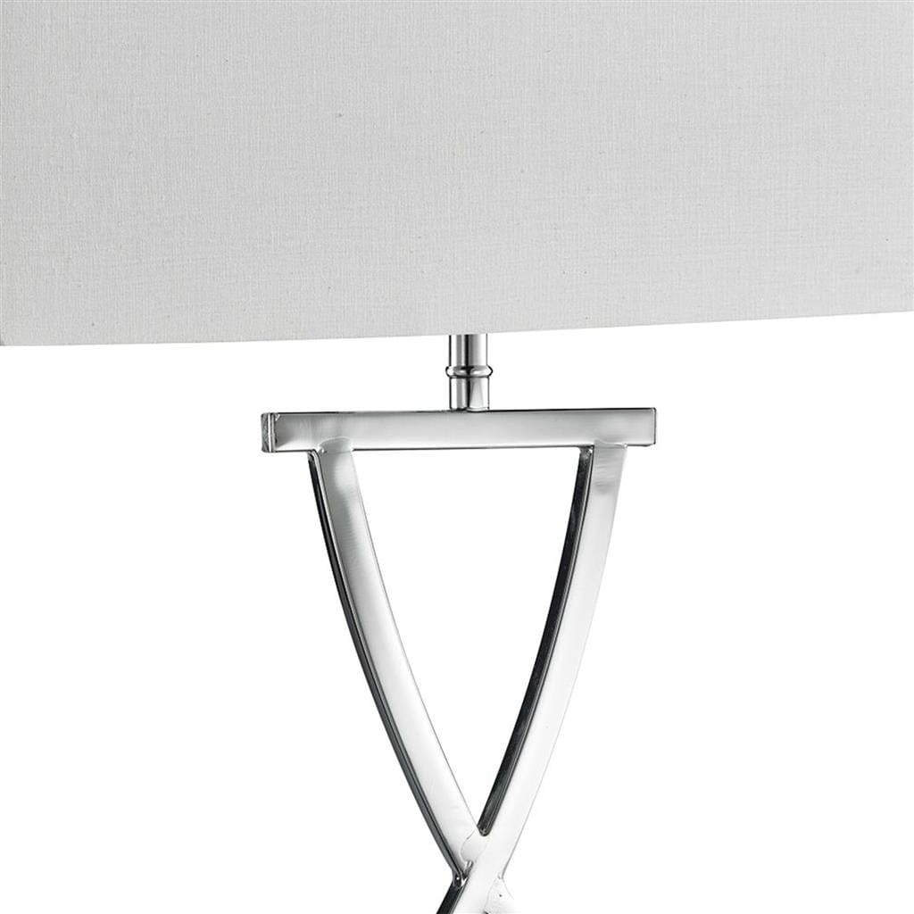 Searchlight Club Table Lamp - Chrome Metal & White Faux Silk Shade 7923CC