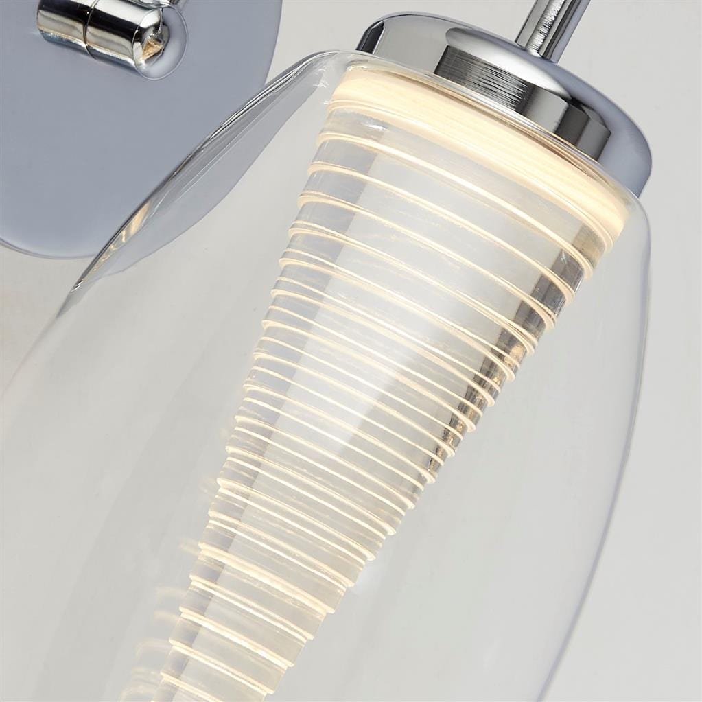 Searchlight Cyclone Wall Light - Chrome Metal & Glass 97292-1CL
