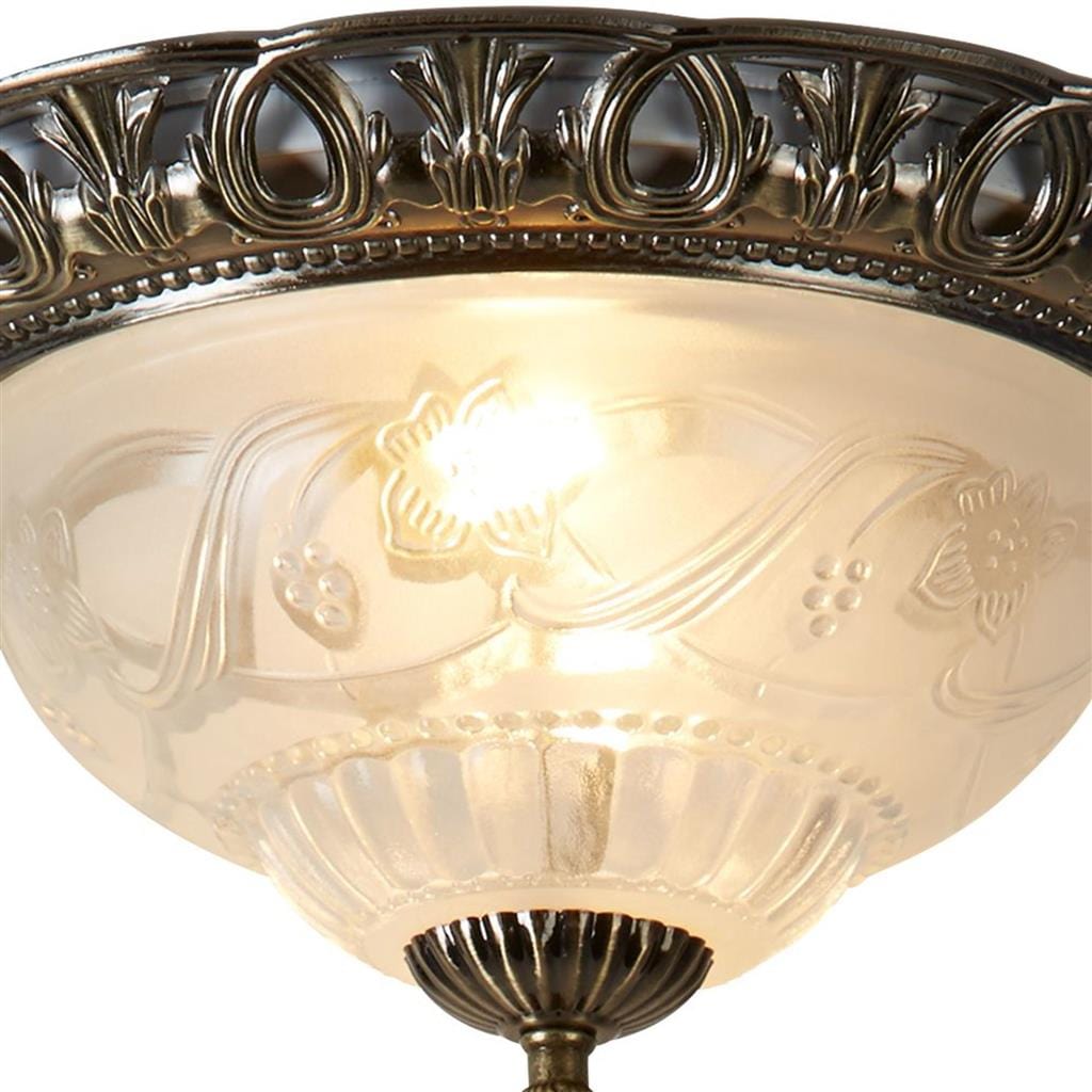 Searchlight Derby Flush - Antique Brass Metal & Glass 7045-13