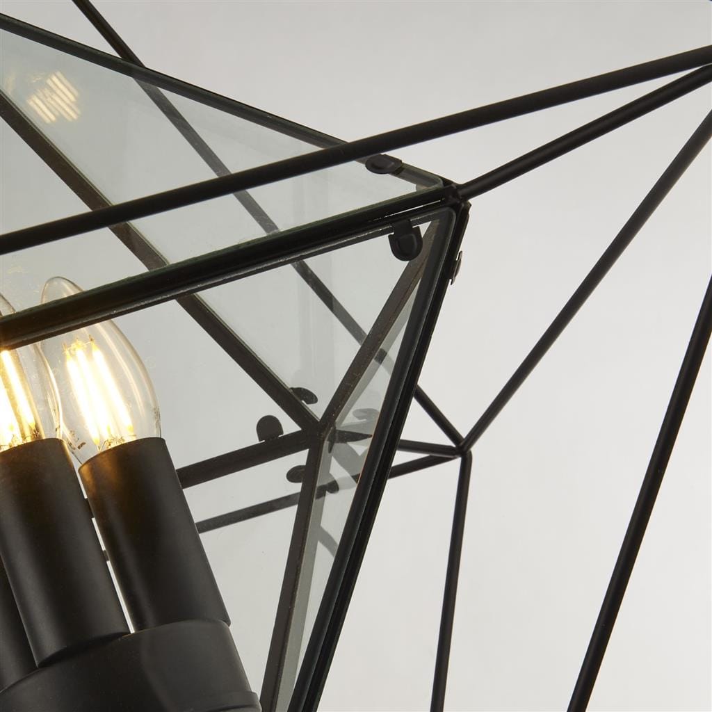 Searchlight Diamond 3Lt Pendant - Black Metal & Clear Glass 7323-3BK