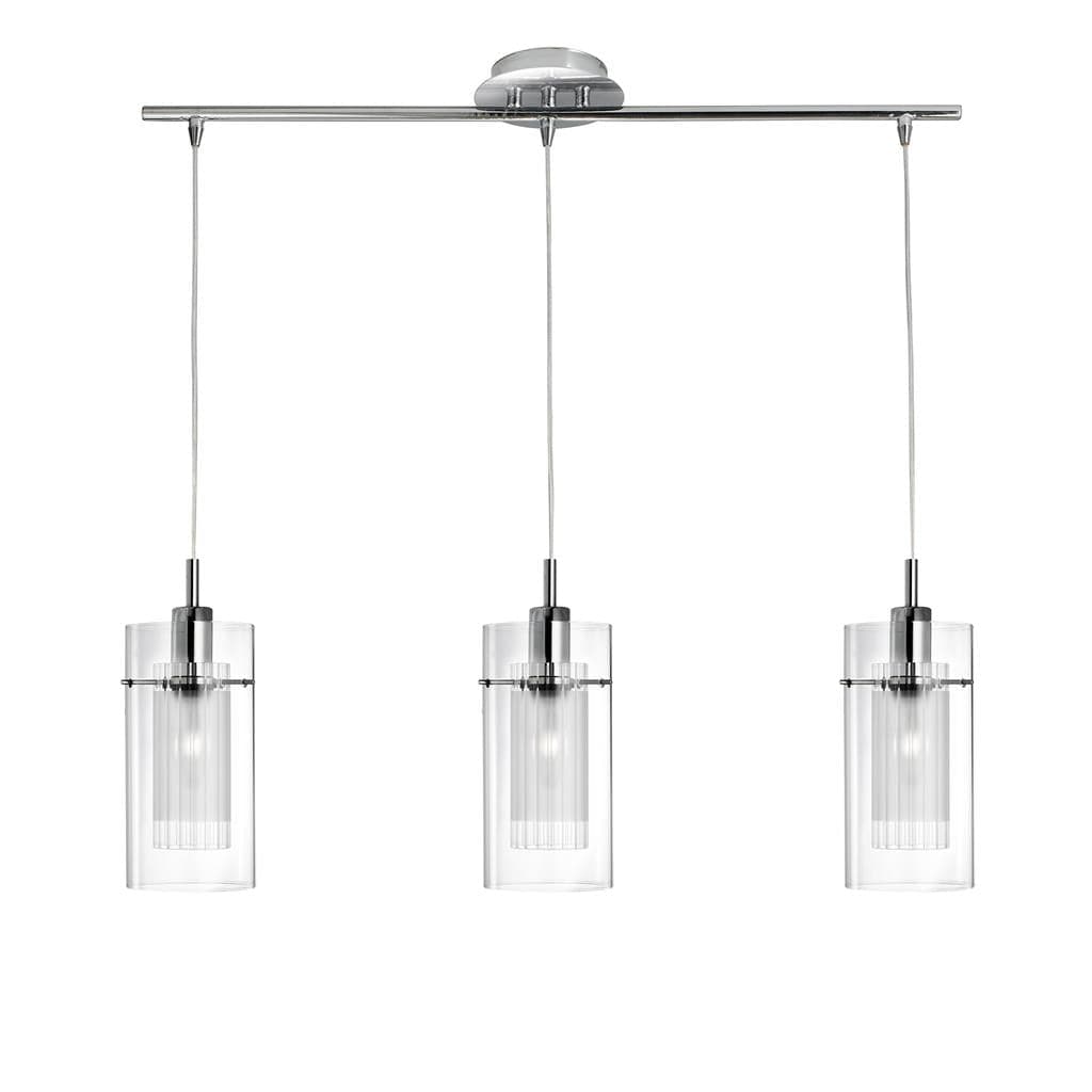 Searchlight Duo I 3Lt Bar Pendant - Chrome Metal & Double Glass 3303-3CC