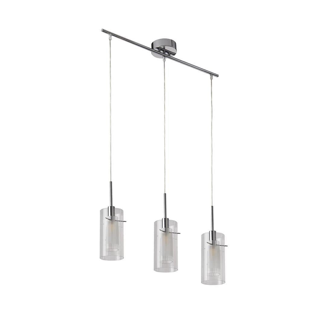 Searchlight Duo I 3Lt Bar Pendant - Chrome Metal & Double Glass 3303-3CC