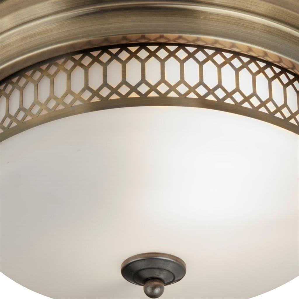 Searchlight Edinburgh 2Lt Flush - Antique Brass Metal & Glass 4132-2AB