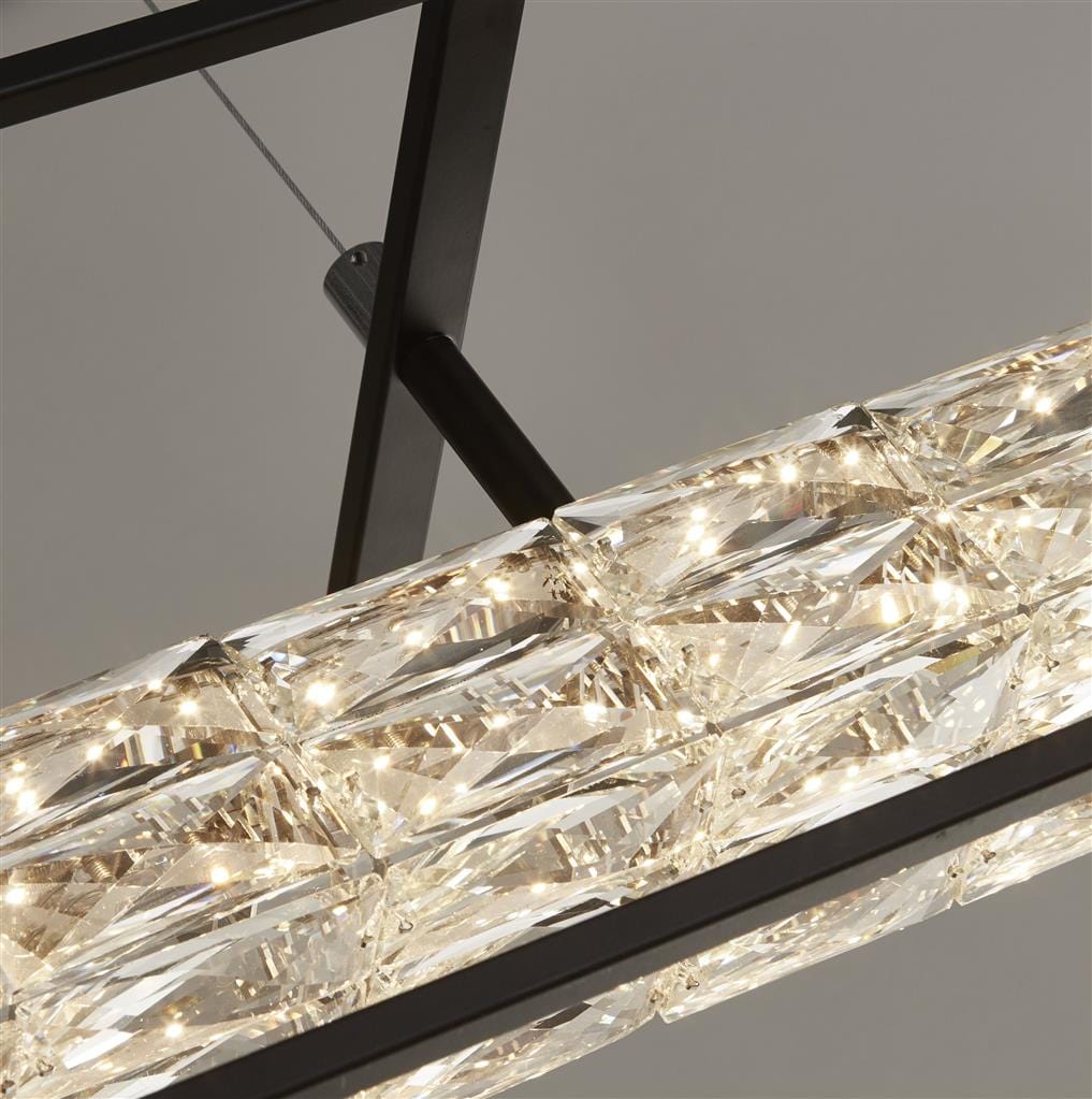 Searchlight Elevator LED Pendant -
Matt Black Frame & Crystal Centre 89562BK