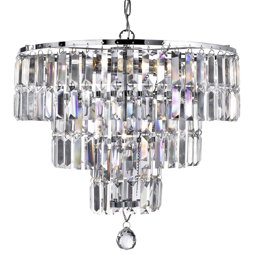 Searchlight Empire 5Lt Pendant - Chrome Metal & Clear Crystal 1375-5CC