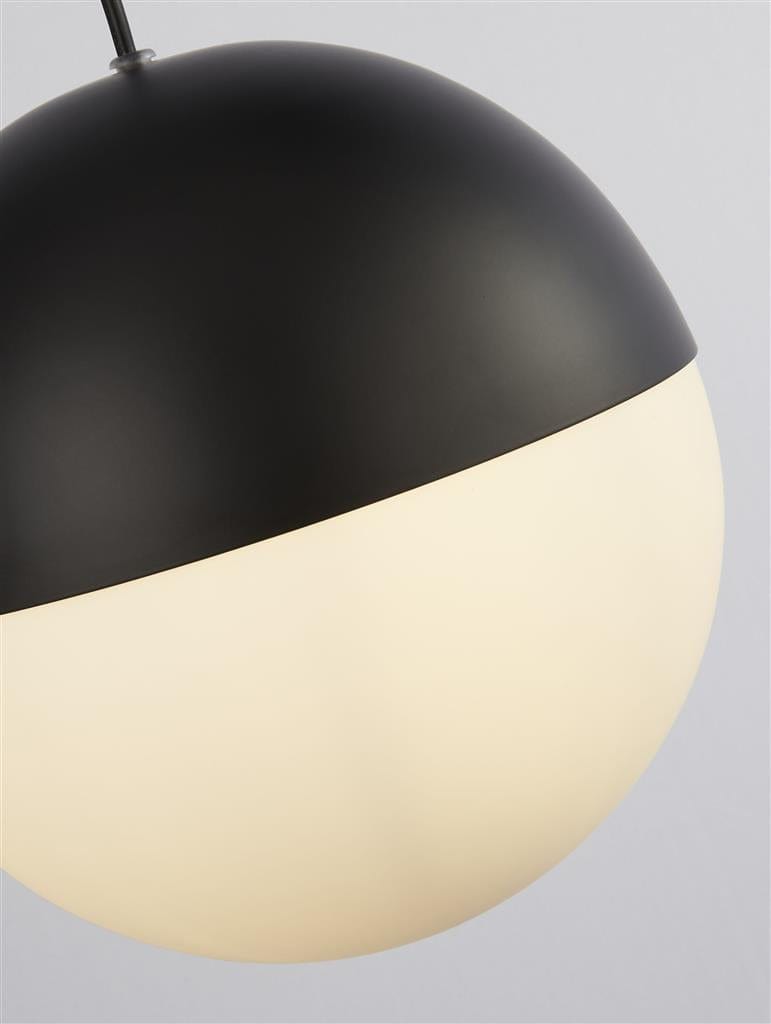 Searchlight Endor Pendant - Black Metal & Opal Glass 24181BK