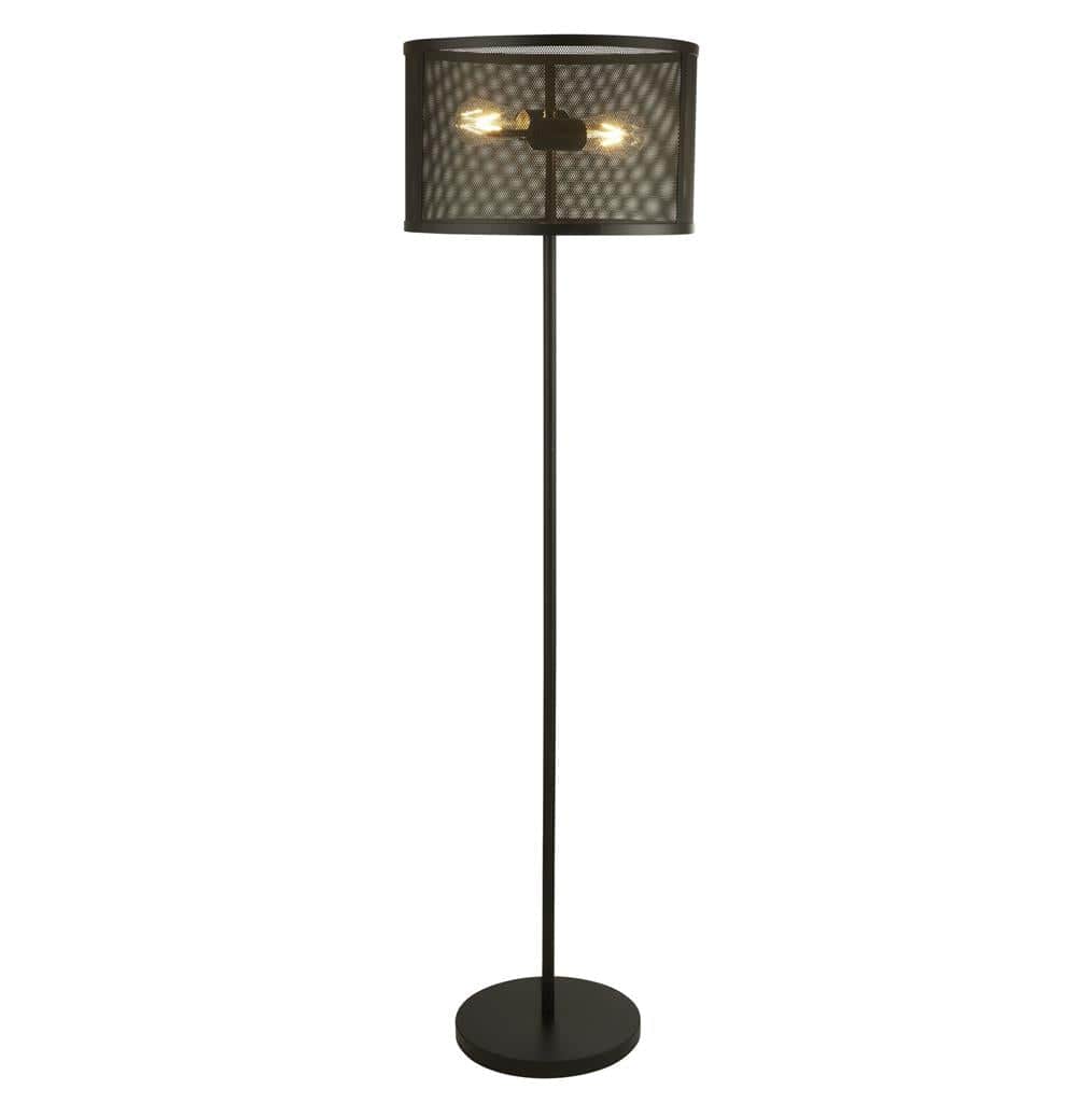 Searchlight Fishnet 2Lt Floor Lamp - Matt Black Metal & Mesh Shade 2832-2BK