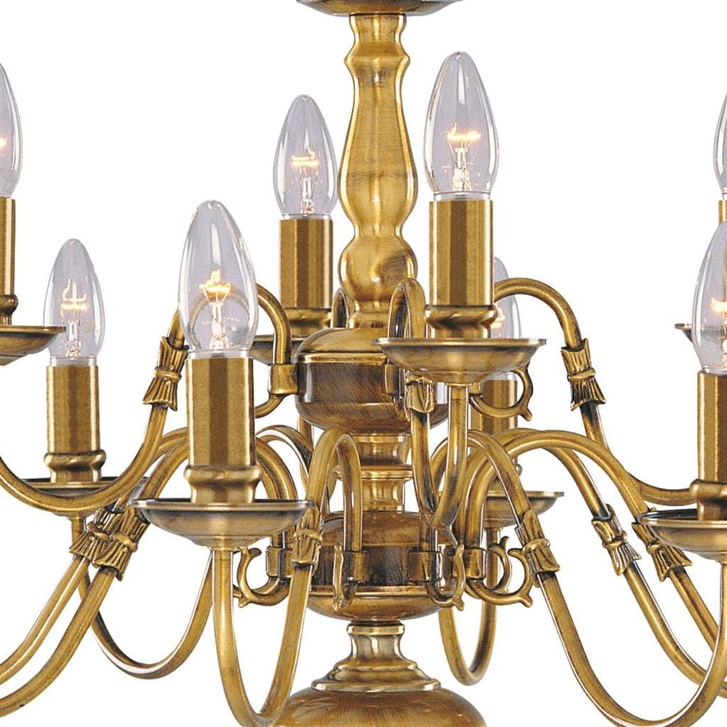 Searchlight Flemish 12Lt Pendant - Solid Brass Metal 1019-12AB