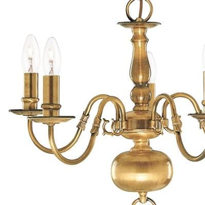 Searchlight Flemish 5Lt Pendant - Solid Brass Metal 1019-5AB