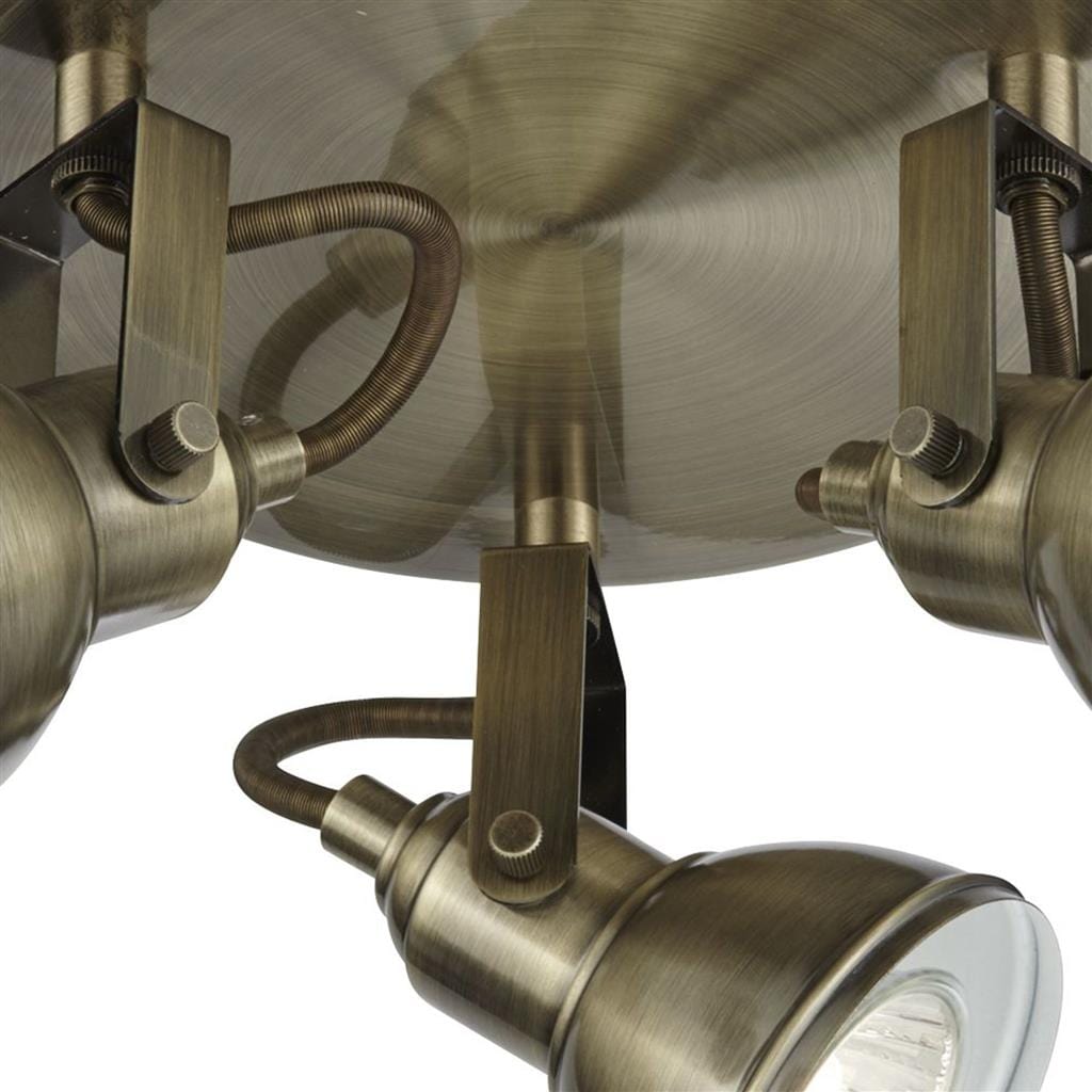 Searchlight Focus 3Lt Round Spotlight - Antique Brass Metal 1543AB
