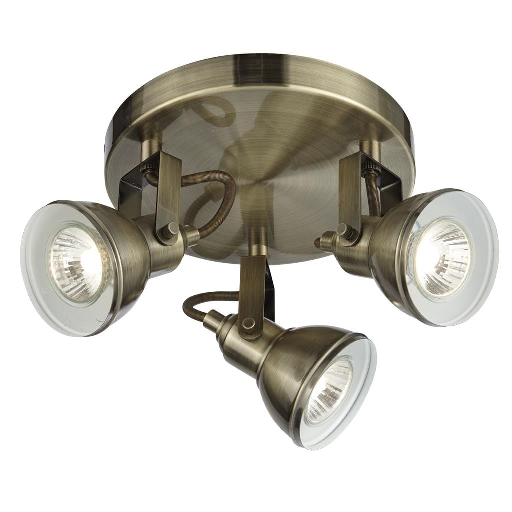 Searchlight Focus 3Lt Round Spotlight - Antique Brass Metal 1543AB