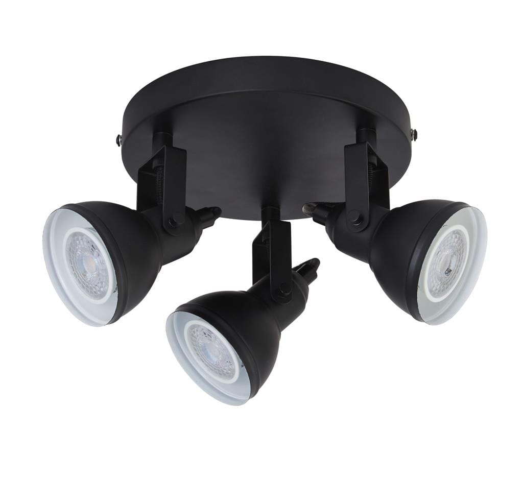 Searchlight Focus 3Lt Round Spotlight - Black Metal 1543BK