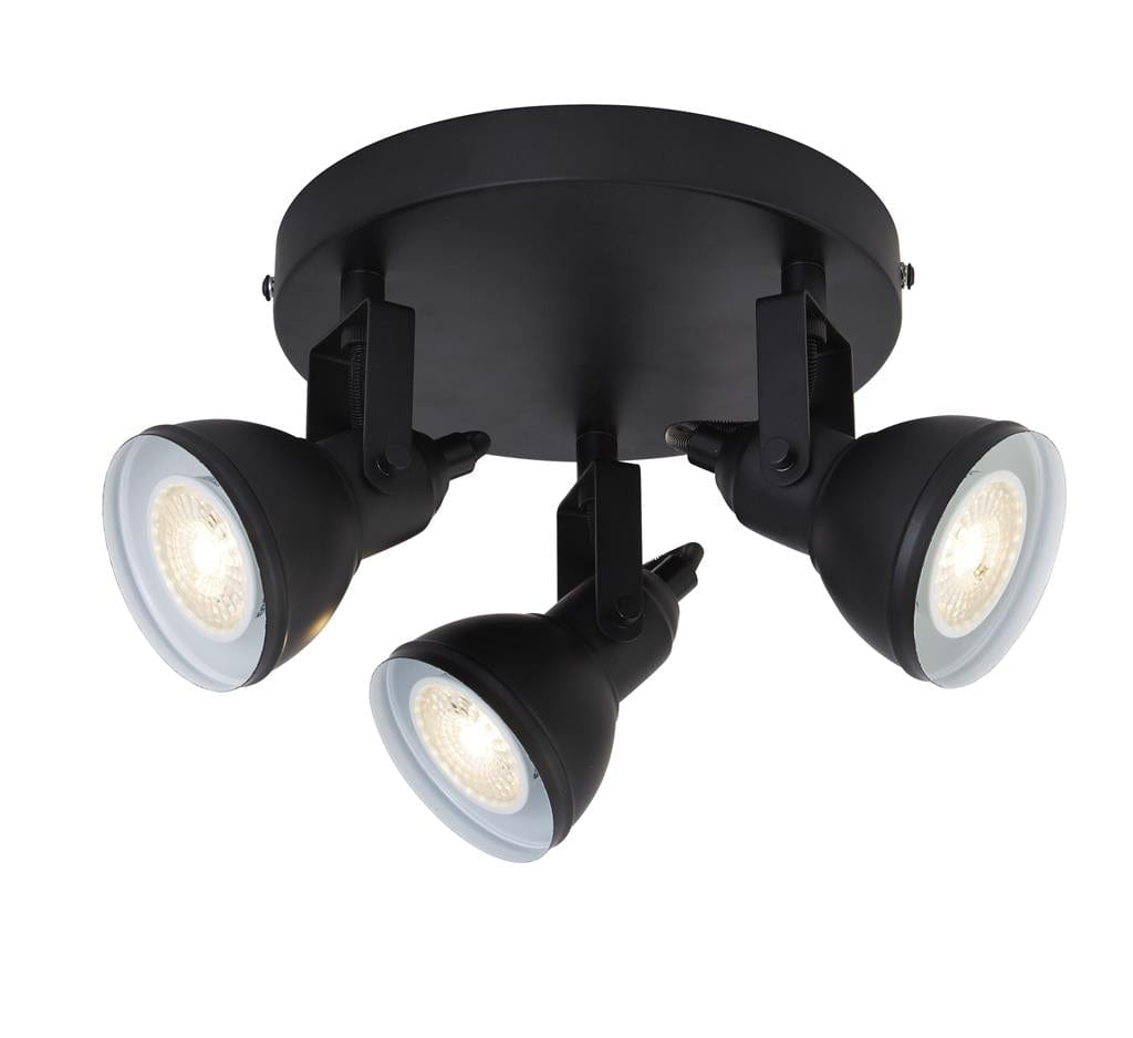 Searchlight Focus 3Lt Round Spotlight - Black Metal 1543BK