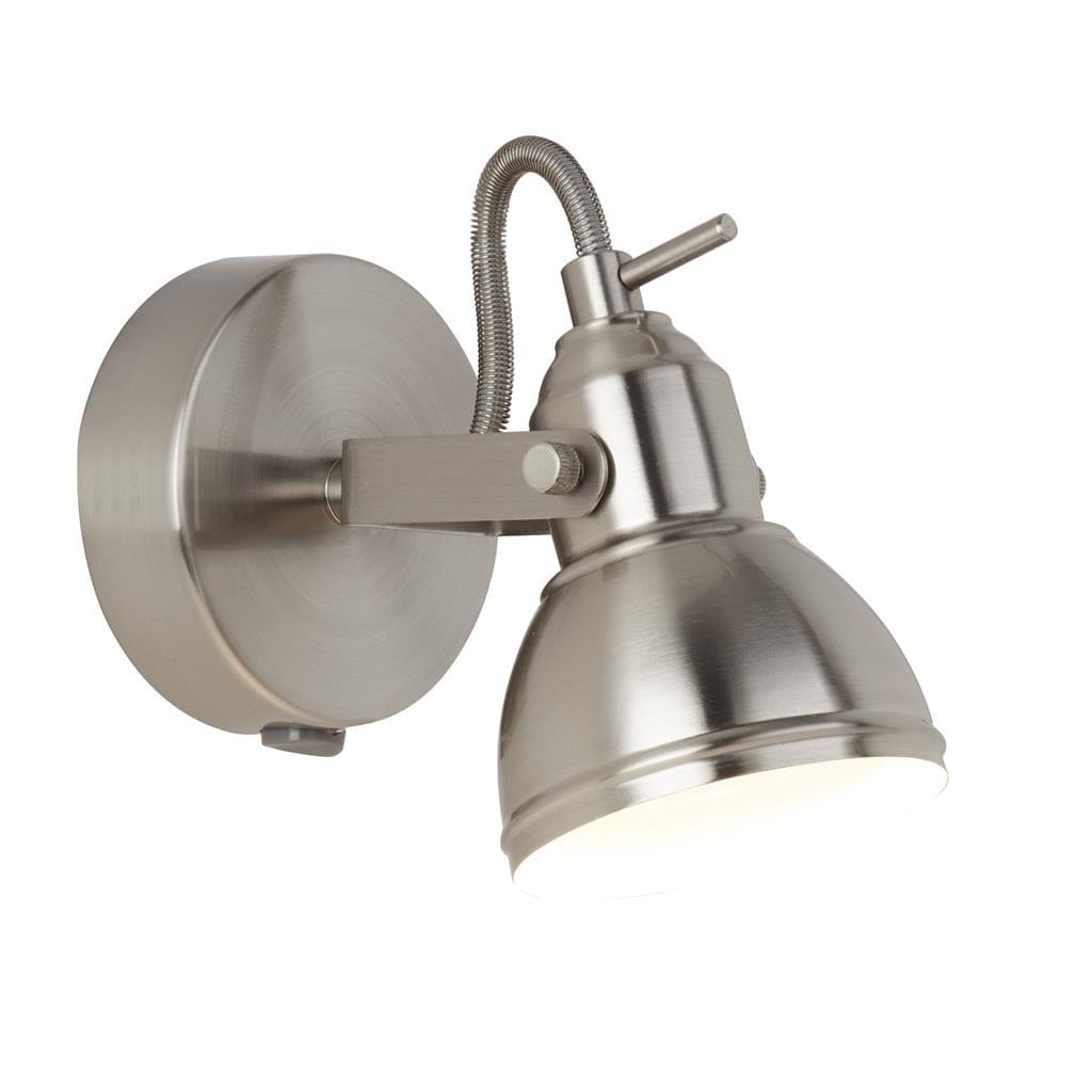 Searchlight Focus Spotlight Wall Light - Satin Silver Metal 1541SS