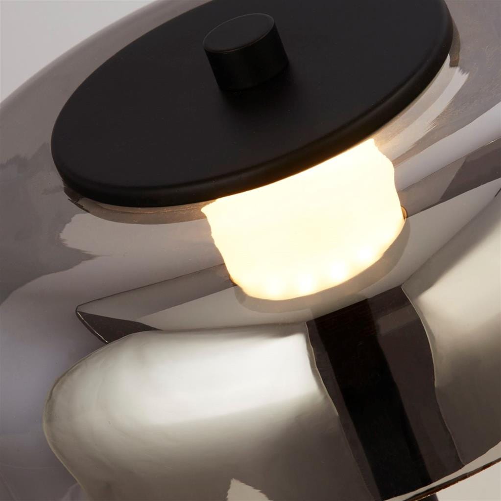 Searchlight Frisbee Floor Lamp - Black Metal & Smoked Glass 59802-1SM