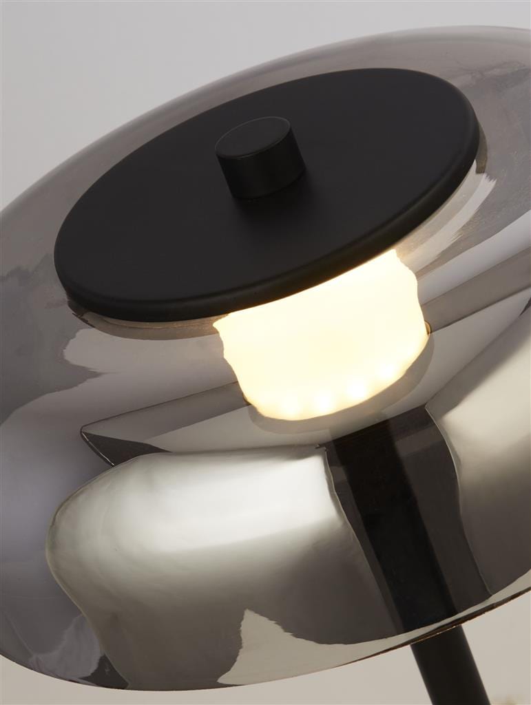 Searchlight Frisbee Table Lamp - Black Metal & Smoked Glass 59801-1SM