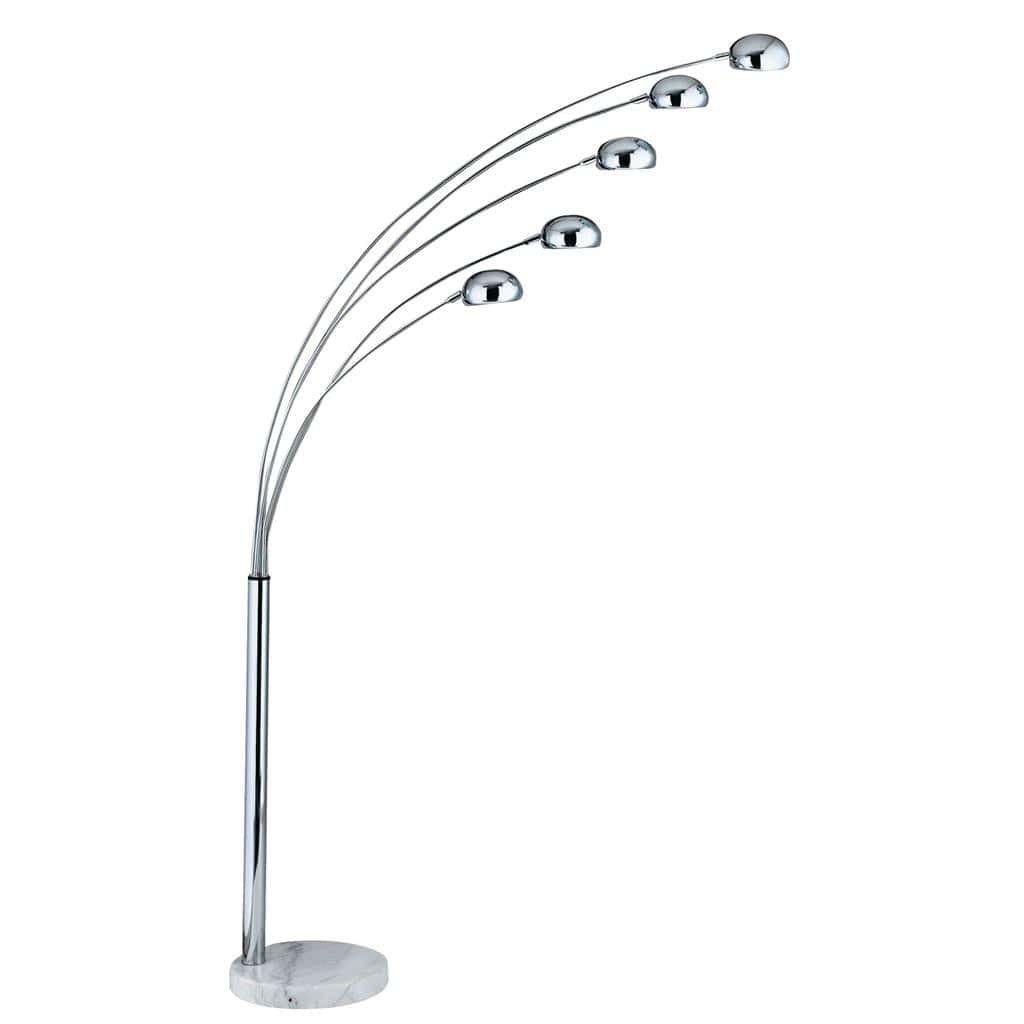 Searchlight Giraffe 5Lt Floor Lamp - Chrome Metal & White Marble Base 3085-5CC