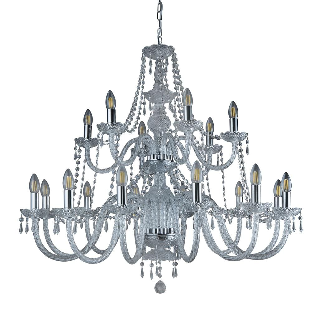 Searchlight Hale 18Lt Pendant - Chrome Metal & Clear Crystal 17218-18