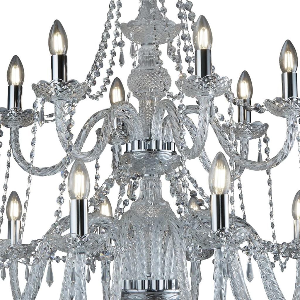 Searchlight Hale 18Lt Pendant - Chrome Metal & Clear Crystal 17218-18