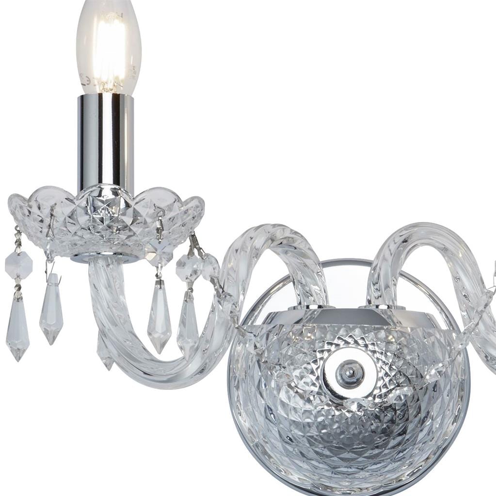 Searchlight Hale 2Lt Wall Light - Chrome Metal & Clear Crystal 212-2