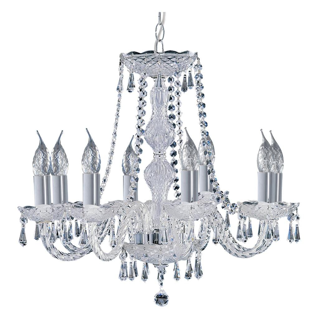 Searchlight Hale 8Lt Chandelier - Chrome Metal & Clear Crystal 218-8