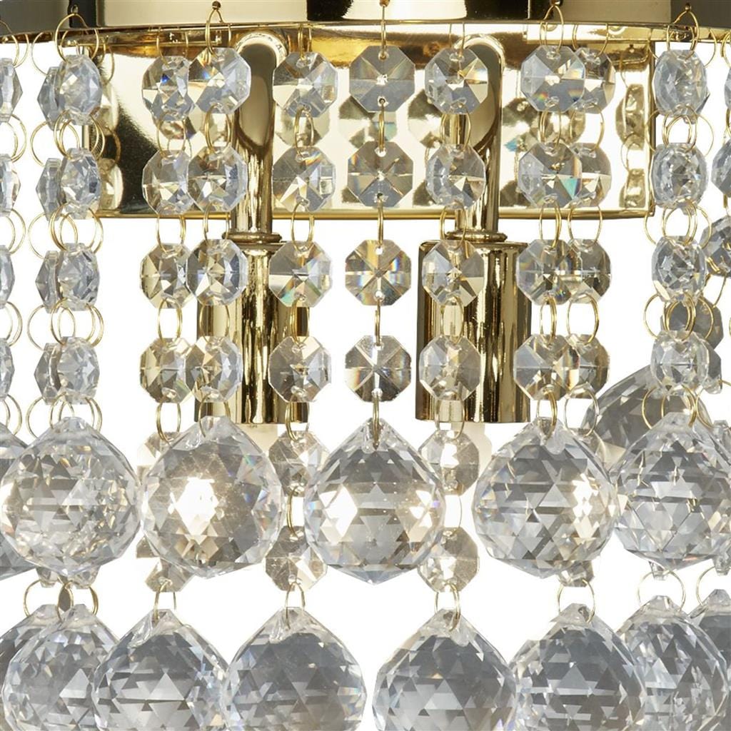 Searchlight Hanna 2Lt Wall Light - Gold Metal & Clear Crystal 2402-2GO