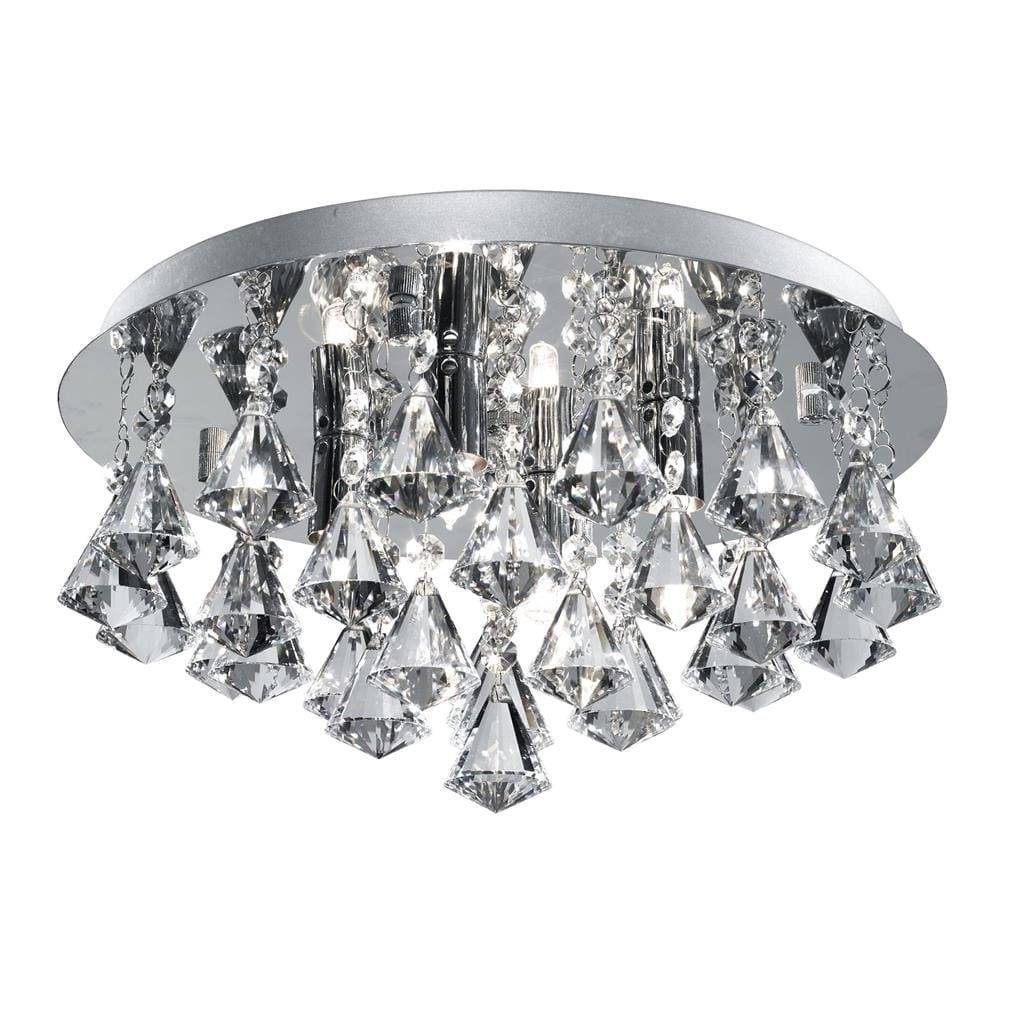 Searchlight Hanna 4Lt Flush - Chrome Metal & Clear Crystal 3304-4CC