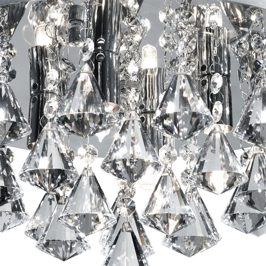 Searchlight Hanna 4Lt Flush - Chrome Metal & Clear Crystal 3304-4CC
