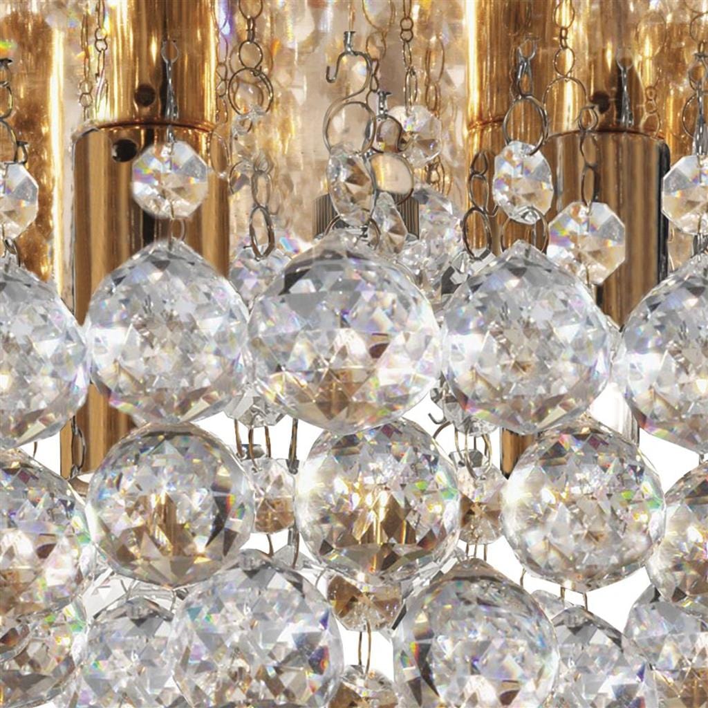 Searchlight Hanna 4Lt Flush - Gold Metal & Clear Crystal 3404-4GO