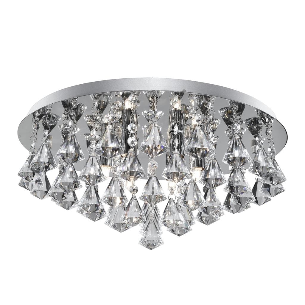 Searchlight Hanna 6Lt Flush - Chrome Metal & Clear Crystal 3306-6CC