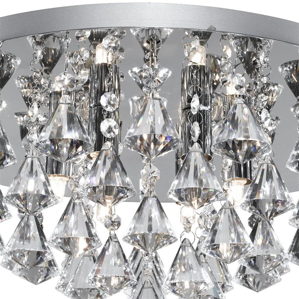 Searchlight Hanna 6Lt Flush - Chrome Metal & Clear Crystal 3306-6CC