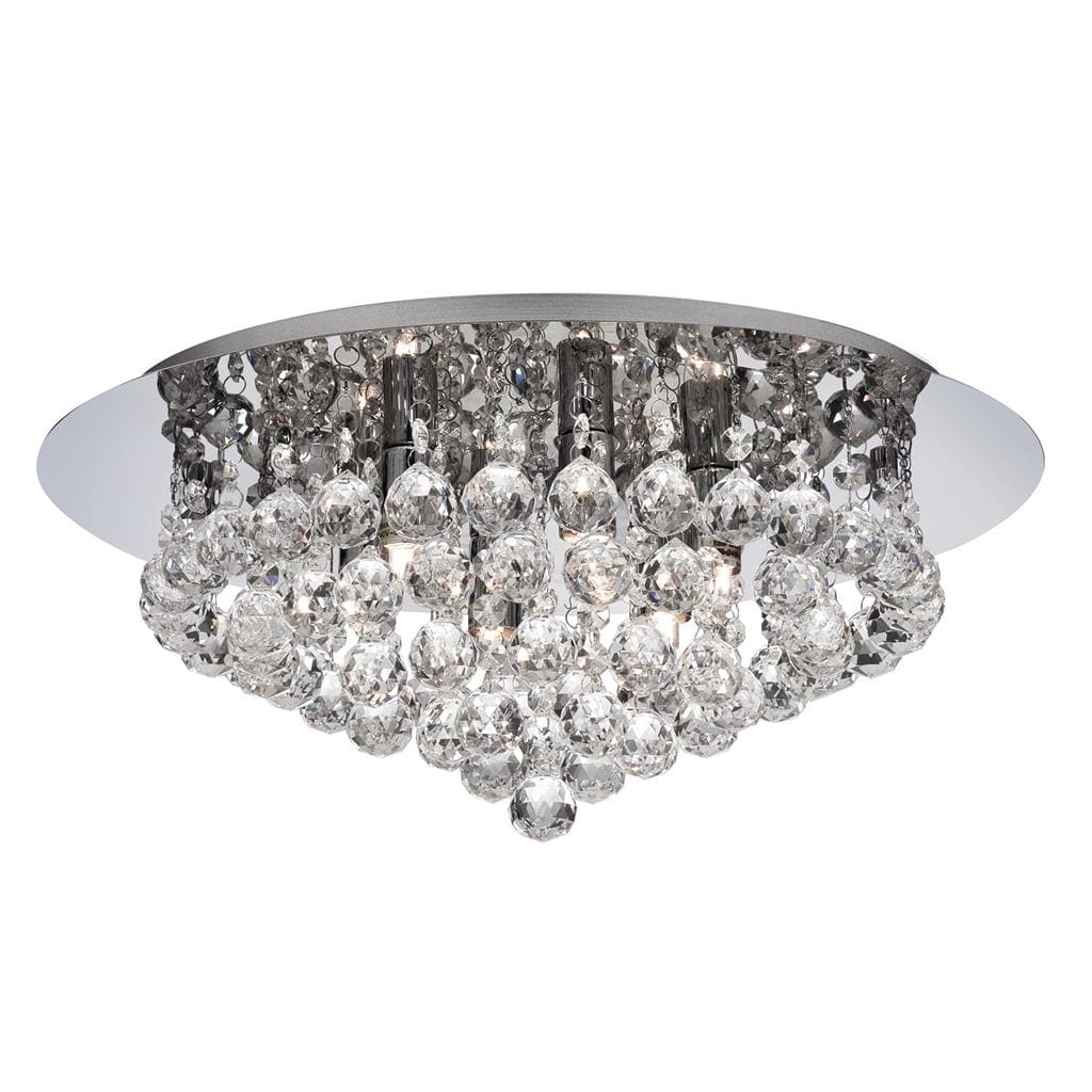 Searchlight Hanna 6Lt Flush - Chrome Metal & Clear Crystal 3406-6CC