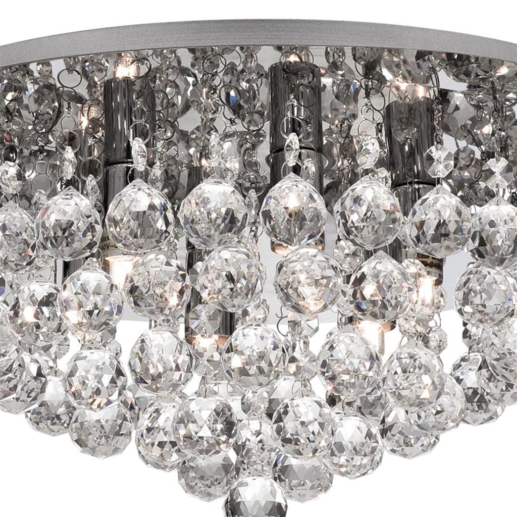 Searchlight Hanna 6Lt Flush - Chrome Metal & Clear Crystal 3406-6CC