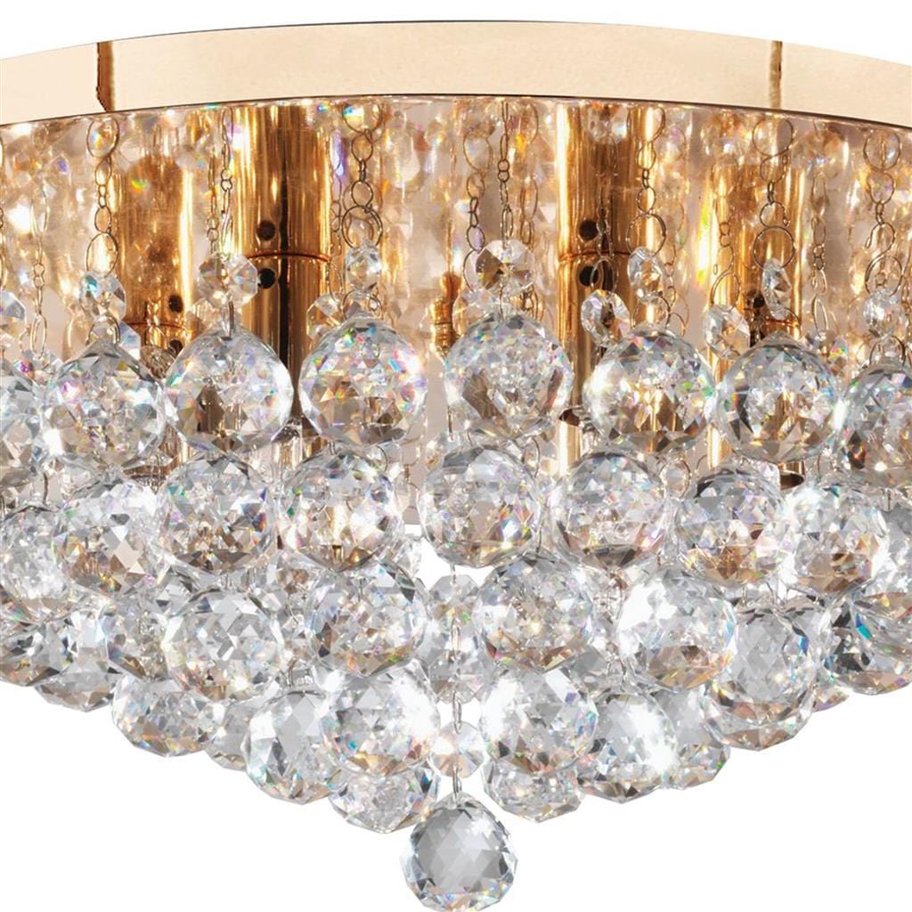 Searchlight Hanna 6Lt Flush - Gold Metal & Clear Crystal 3406-6GO