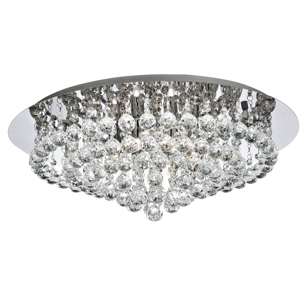 Searchlight Hanna 8Lt Flush - Chrome Metal & Clear Crystal 3408-8CC