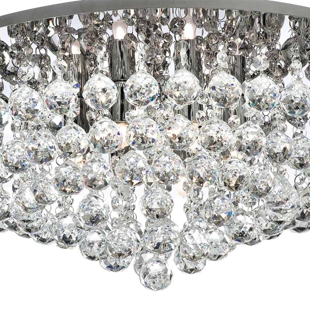 Searchlight Hanna 8Lt Flush - Chrome Metal & Clear Crystal 3408-8CC