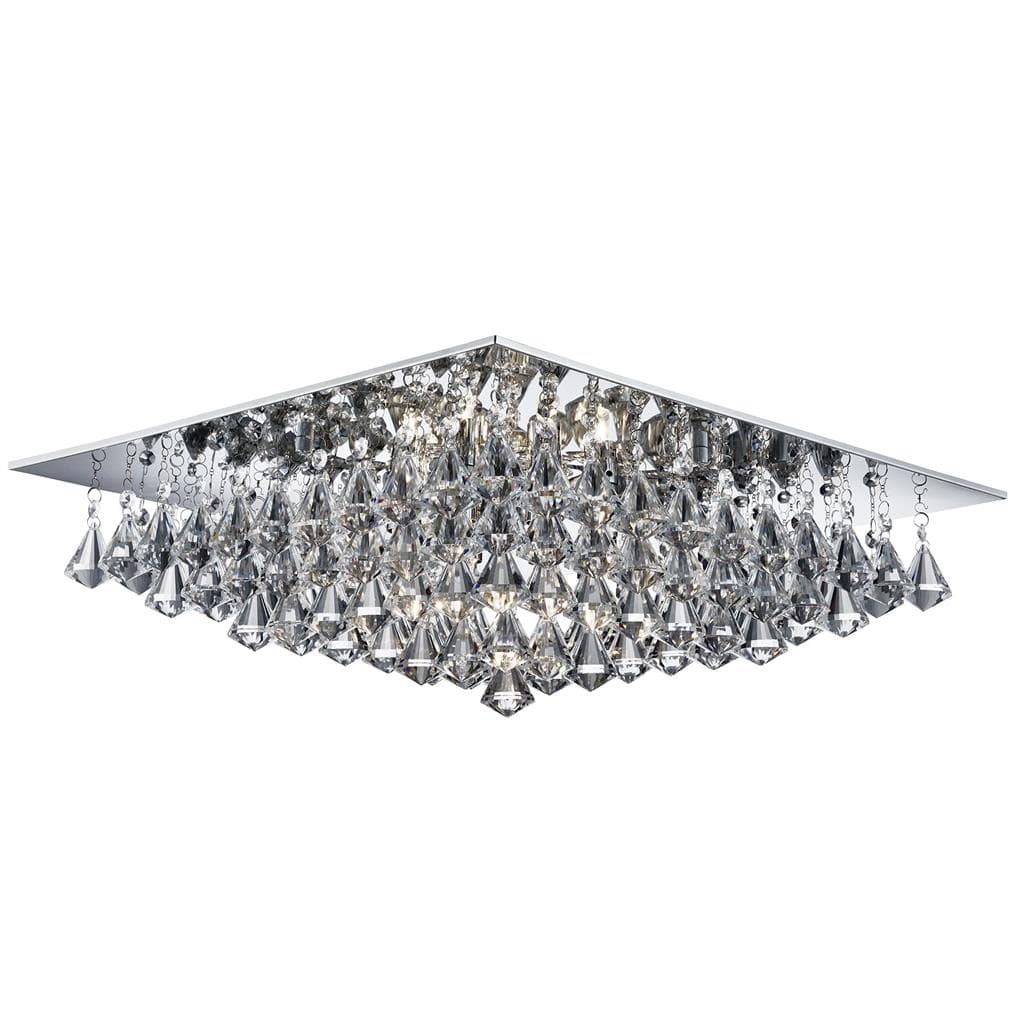 Searchlight Hanna 8Lt Flush - Chrome Metal & Clear Crystal 7308-8CC