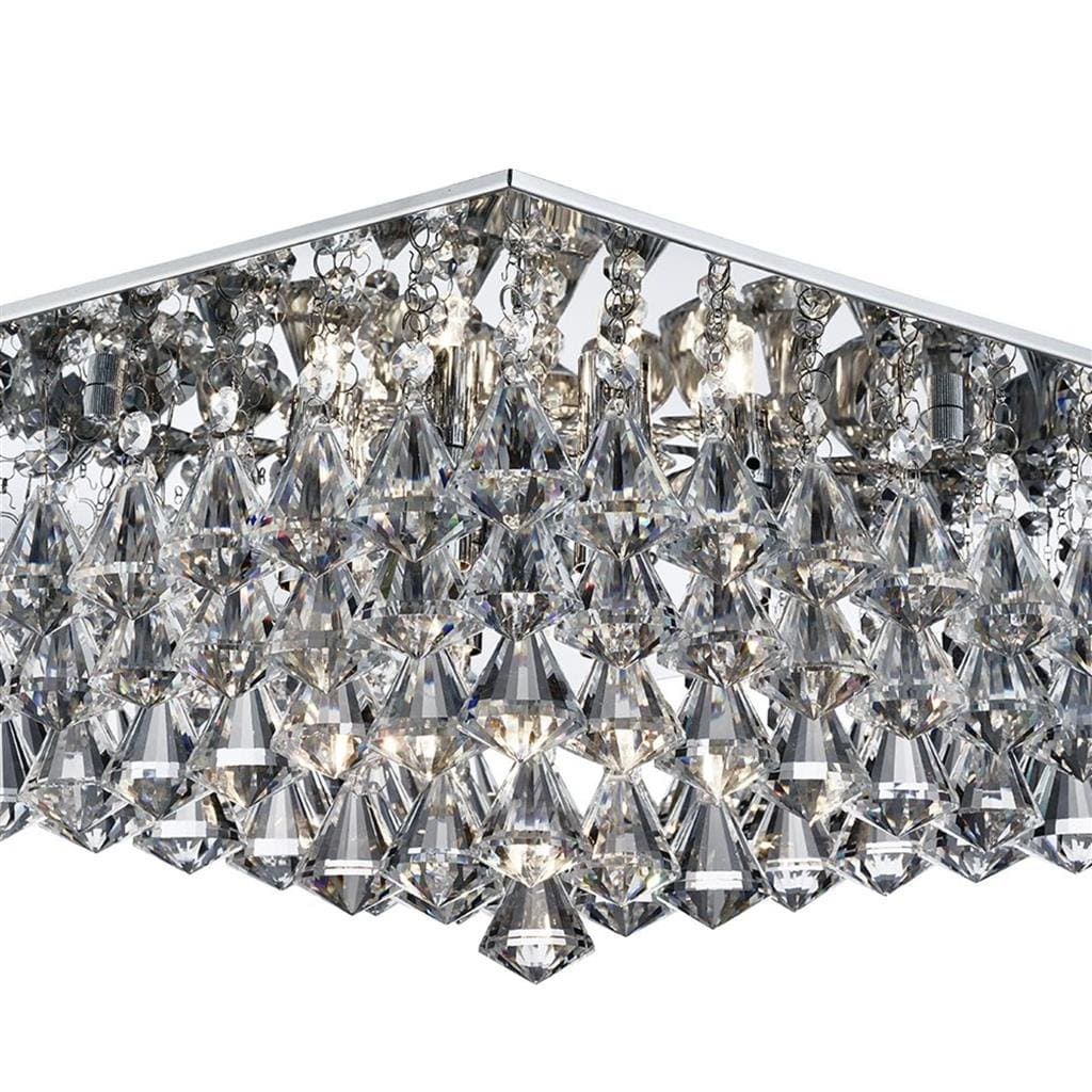 Searchlight Hanna 8Lt Flush - Chrome Metal & Clear Crystal 7308-8CC