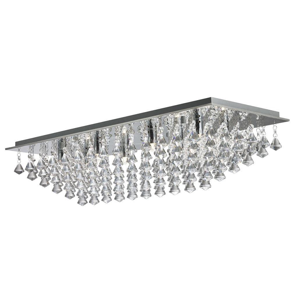 Searchlight Hanna 8Lt Flush - Chrome Metal & Clear Crystal 7828-8CC