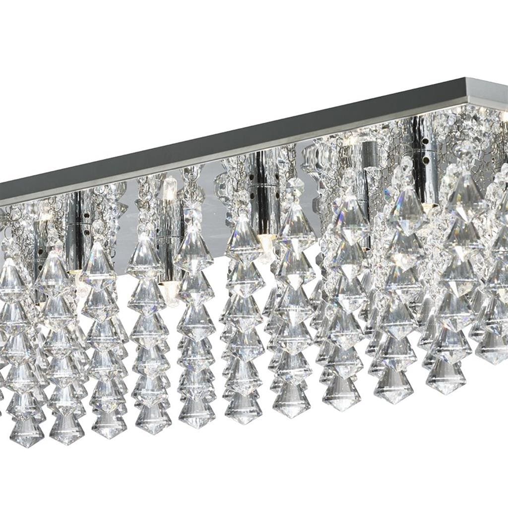 Searchlight Hanna 8Lt Flush - Chrome Metal & Clear Crystal 7828-8CC
