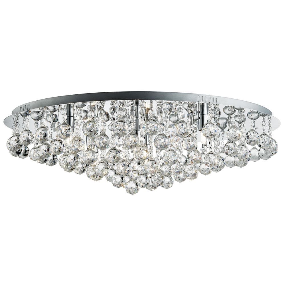 Searchlight Hanna 8Lt Flush - Chrome Metal & Clear Crystal 9598-8CC