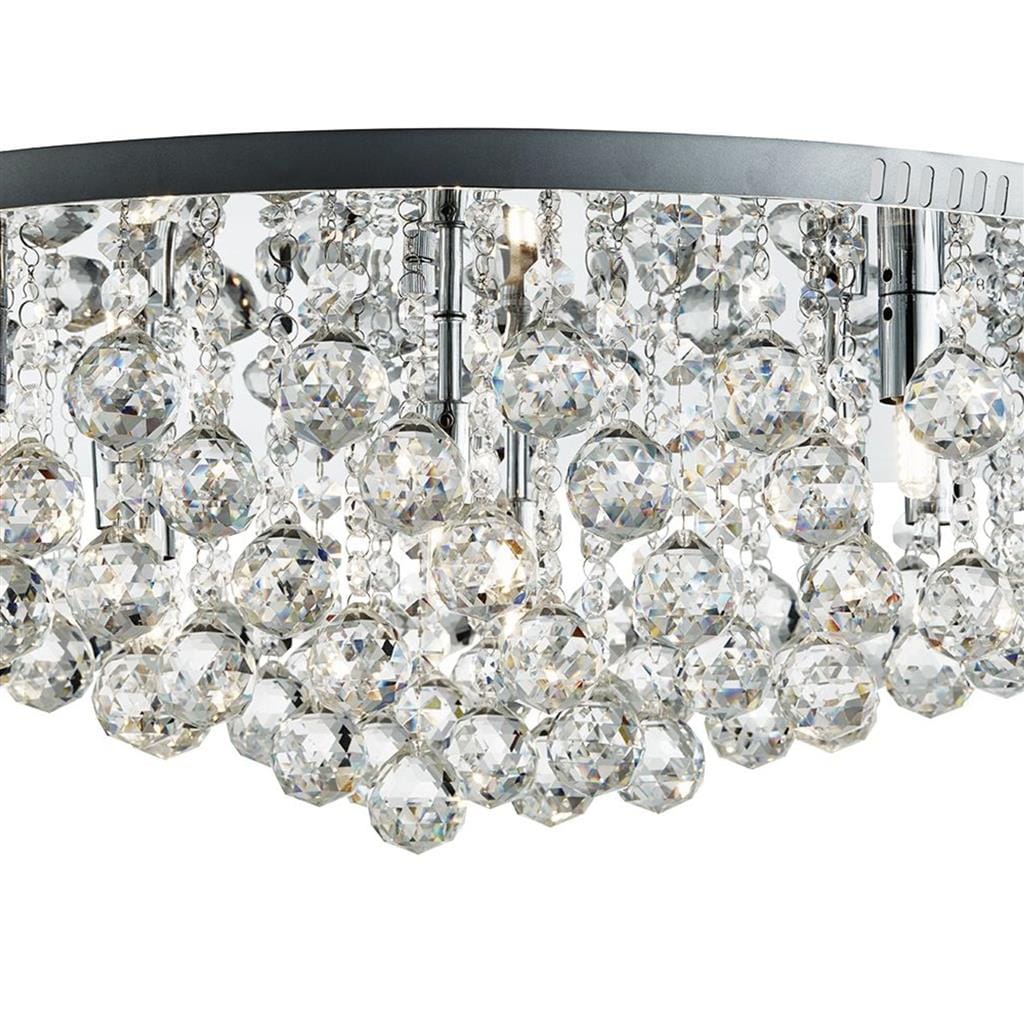 Searchlight Hanna 8Lt Flush - Chrome Metal & Clear Crystal 9598-8CC