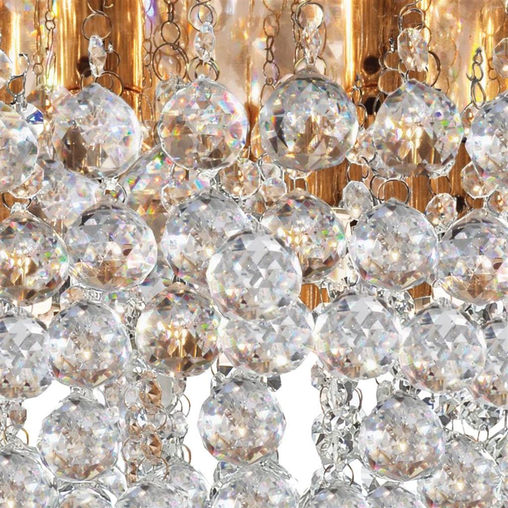 Searchlight Hanna 8Lt Flush - Gold Metal & Clear Crystal 3408-8GO