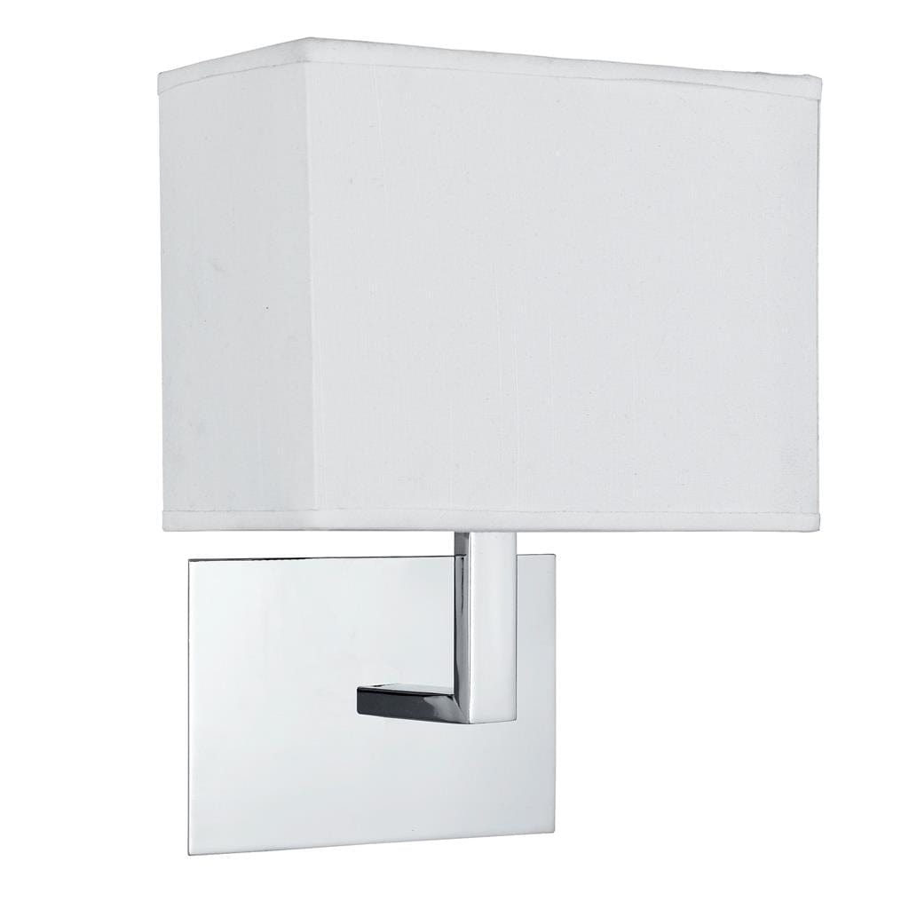 Searchlight Hotel Wall Light - Chrome Metal & White Fabric Shade 5519CC