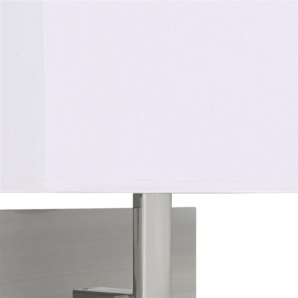 Searchlight Hotel Wall Light - Satin Silver Metal & White Fabric Shade 5519SS